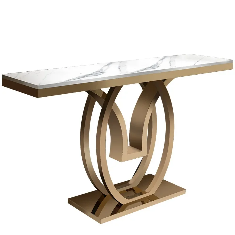 Light luxury entrance table Stainless steel entry against the wall entrance cabinet Italian simple wind corridor aisle large
