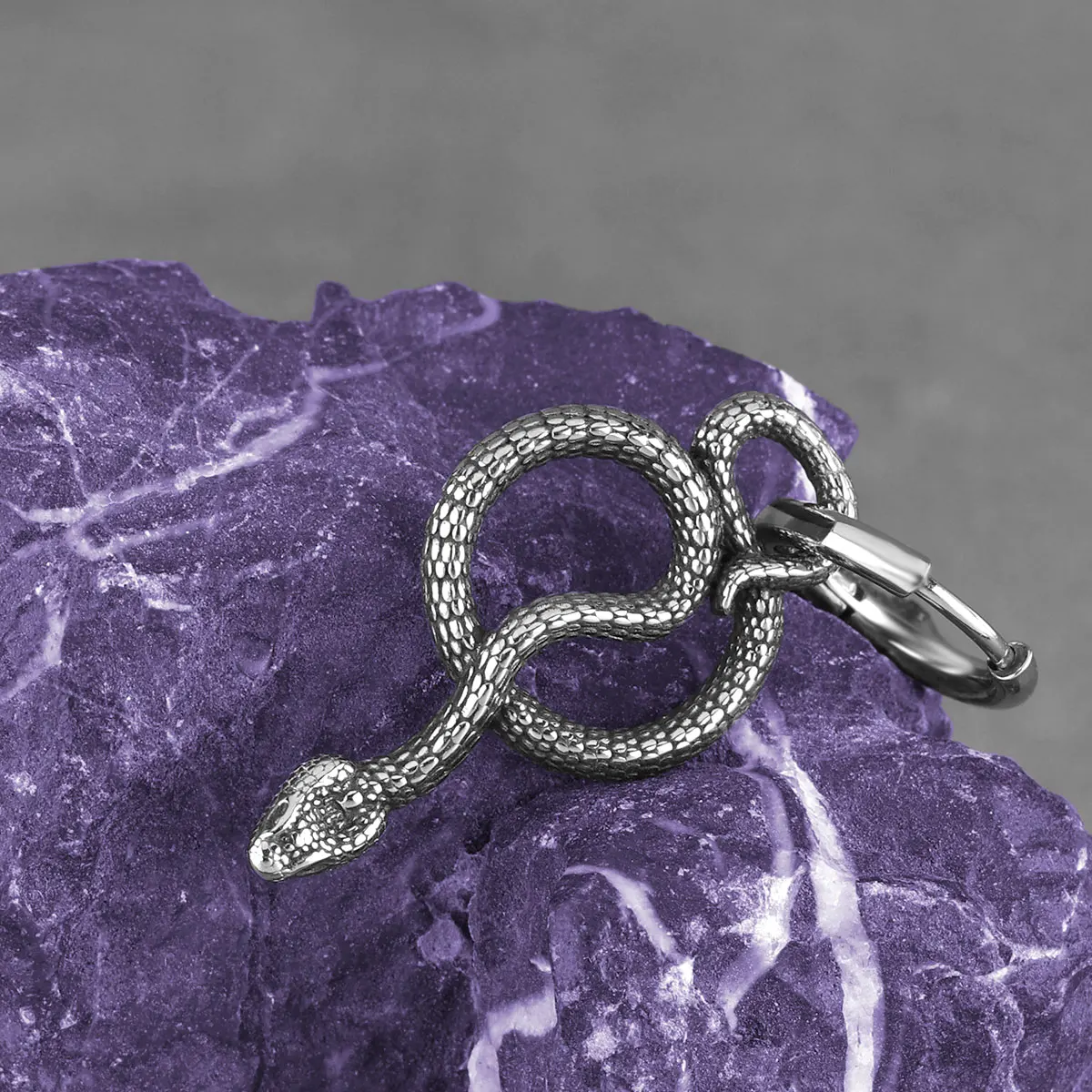 Men's Stainless Steel Vintage Twisted Snake Fashion Piercing Earrings Rock Girl Accessories Glamour Personalized Jewelry Gift - view 3