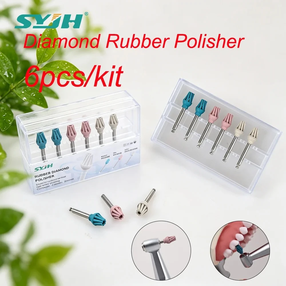 

Dental 6Pcs RA Rubber Diamond Eagle Polisher Spiral Flex Brush Coarse/Medium/Fine Teeth Whitening Dentistry Material Polishing