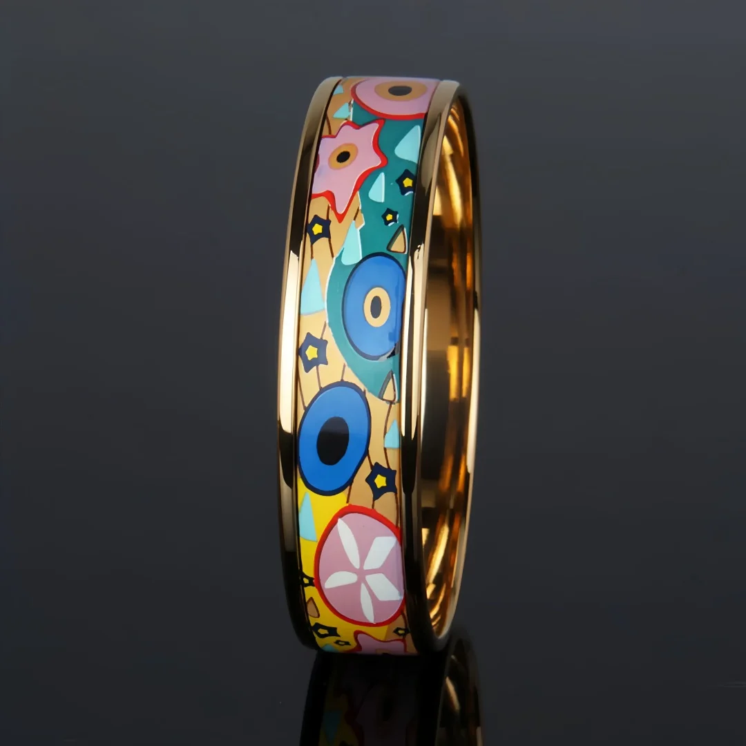 New Cloisonne Charms Bangle for Women Enamel Personality Kiss Gilded Bracelets Fine Choice Jewelry Lover's Gift Wholesale