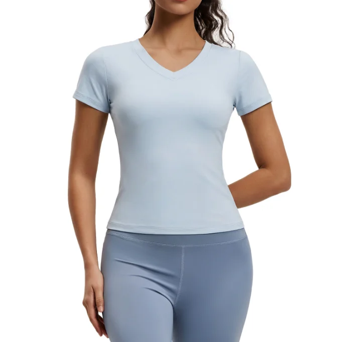 nova-camiseta-de-yoga-feminina-com-decote-em-v-e-manga-curta-ajuste-slim-camiseta-esportiva-elastica-para-corrida-academia-fitness-e-treinamento-diario