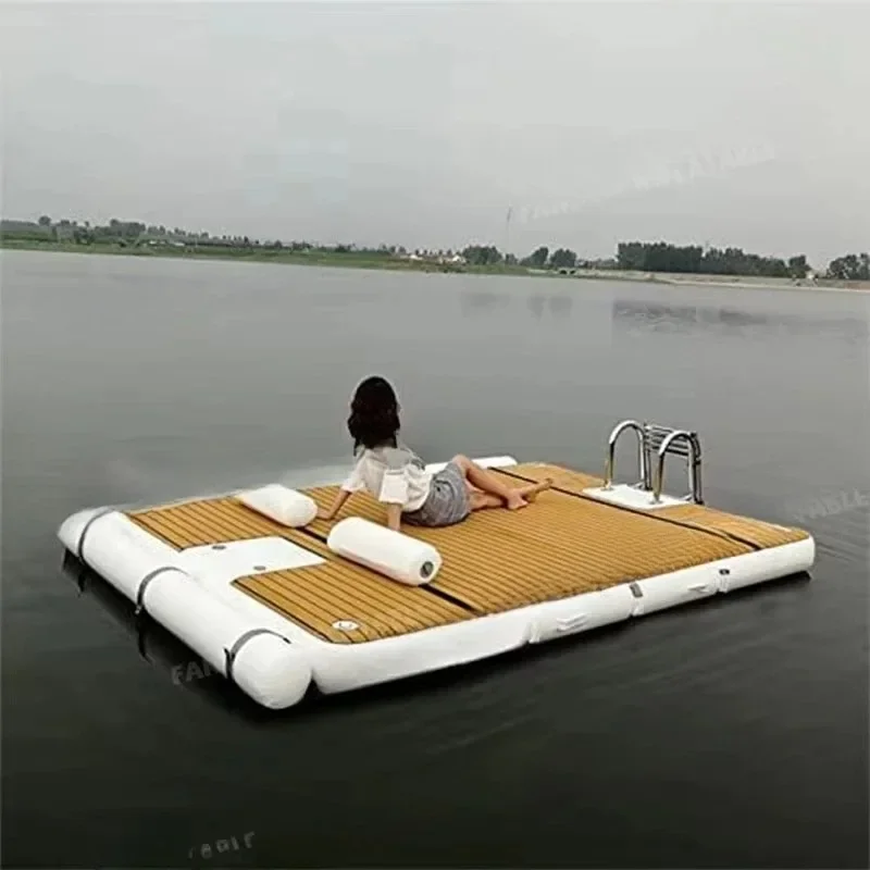 Custom Color Boat Sup Yacht Marina Floating Bridge Fancy Custom Pvc Inflatable Floating Marina Platform