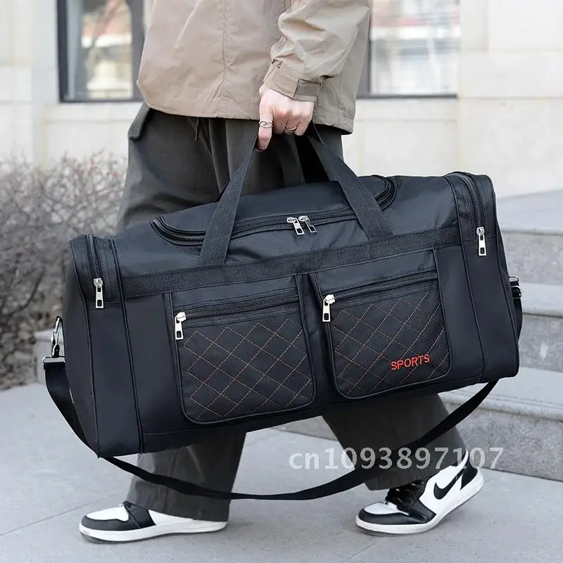 Men Nylon Travel Duffel Carry Large Capacity Handbag Portable Bag Outdoor Male's Convenient Practical Luggage Weekend Gym Bag