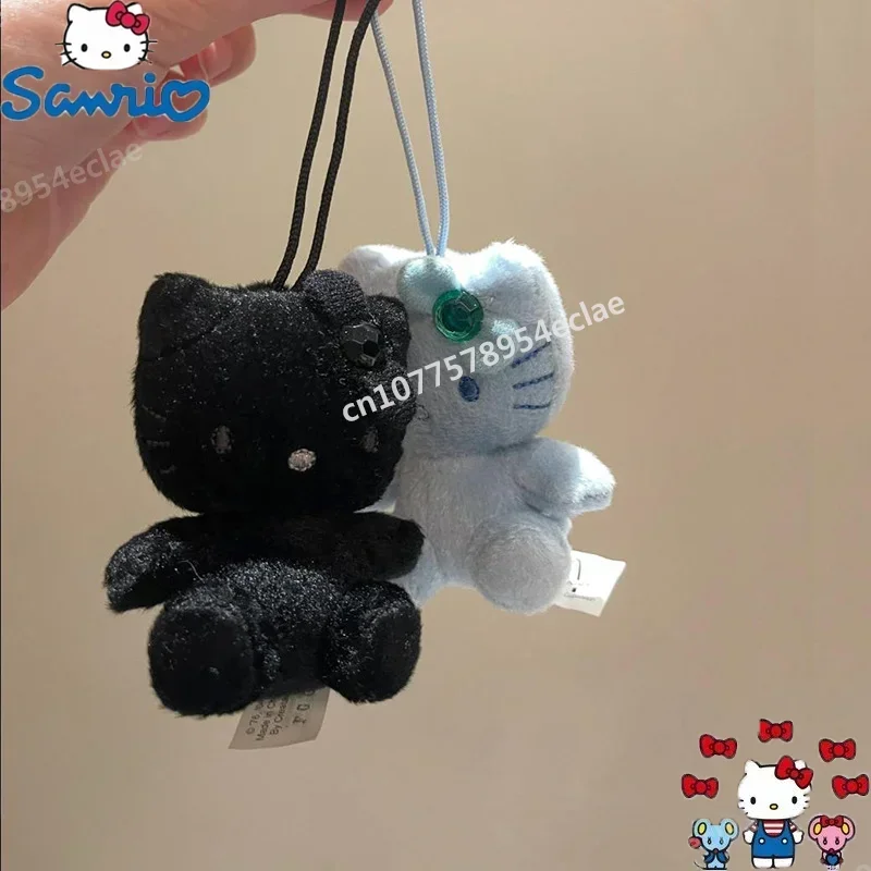 

Sanrio Hello Kitty Pendant Plush Doll Key Trinket Bag Schoolbag Black Kitty Girl Key Decoration Accessories Diy Christmas Gift