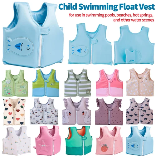 Chaleco de natación para niños pequeños, chaleco de entrenamiento de natación de dibujos animados para niños, ropa de flotabilidad, chaquetas de flotación para edades de 2 a 6 años