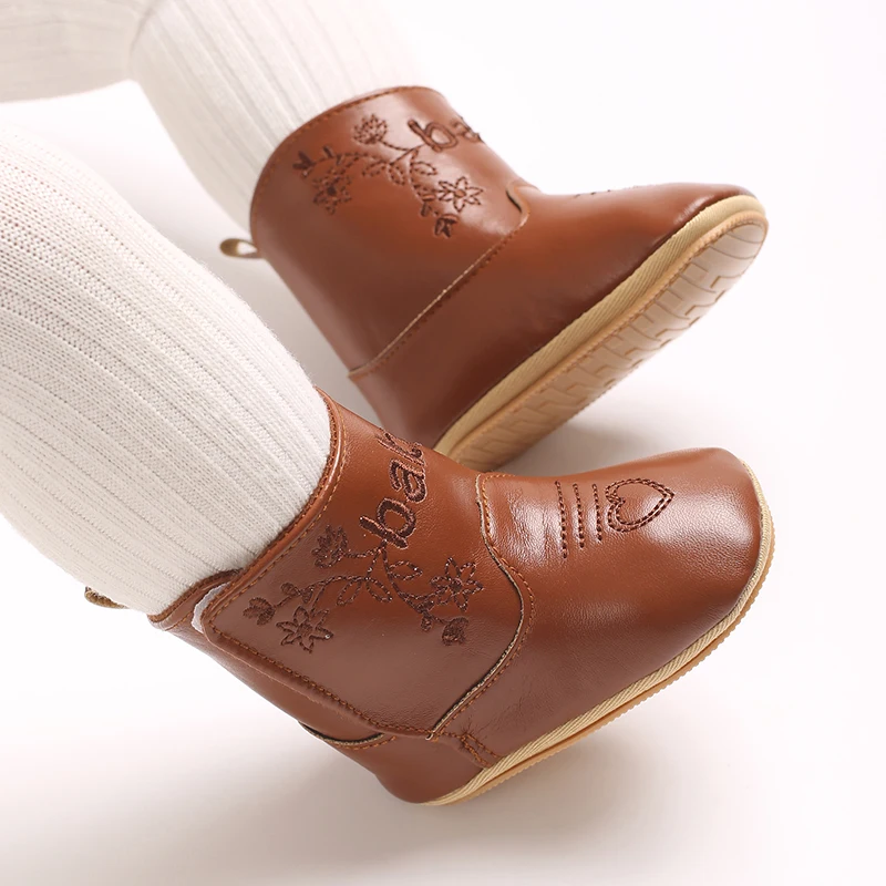 Modische Baby-Stiefel (0-18 Monate) mit niedlichem Aufdruck, hochwertiger, weicher PU-Antirutschsohle für Frühling und Herbst, Lauflernschuhe für Neugeborene – Detail 19