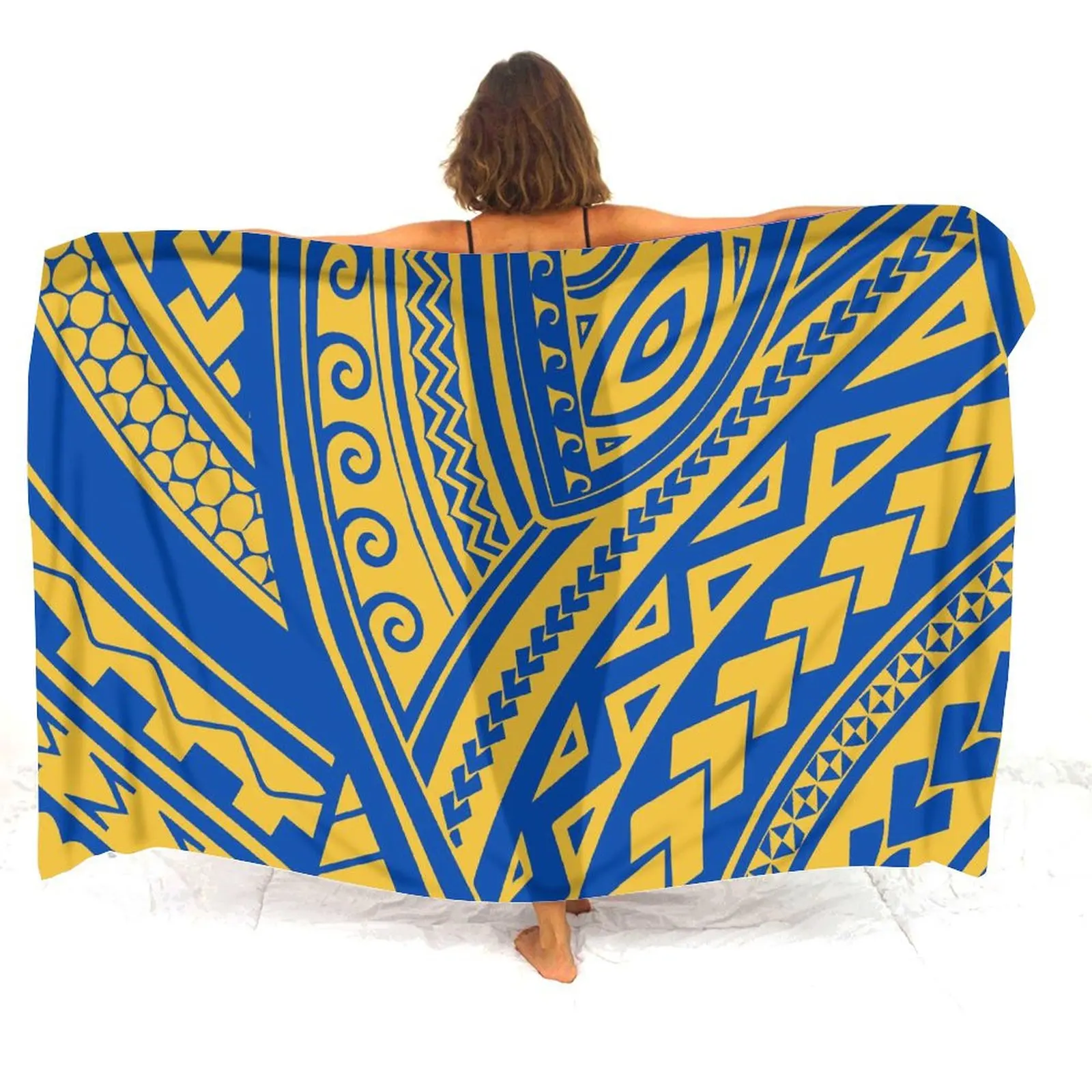 Aangepaste groothandel sarong strandfeest dames elegant draperen aangepast patroon ontwerp polynesische kunst print patroon gratis verzending