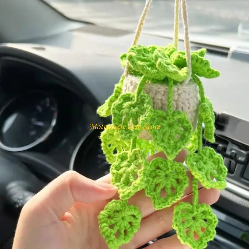 

U75F Car Hand Knitted Hanging Ornament Women Men Interior Rear View-Mirror Decoration