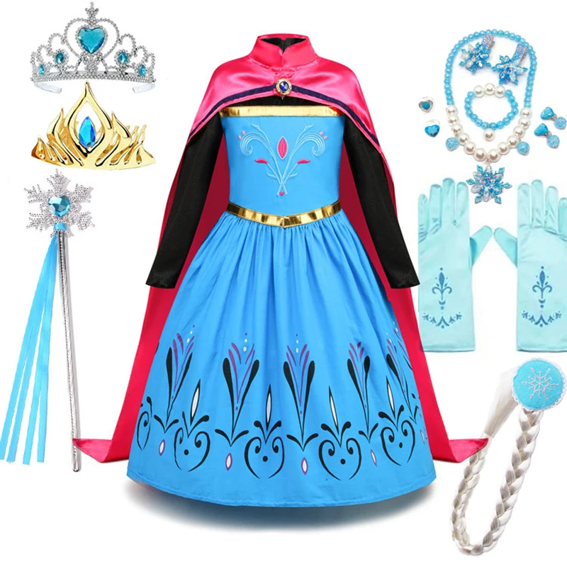 

Disney Little Girls Snow Queen Elsa Coronation Fancy Princess Elsa Dress Party Apparel Children Carnival Frozen Princess Cosplay