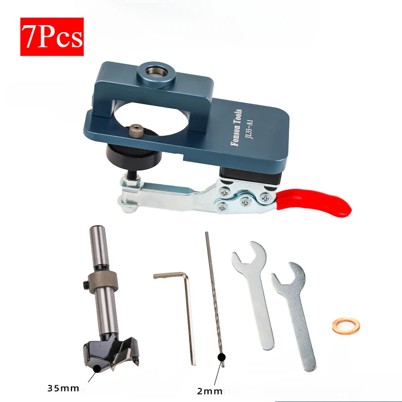 

7Pcs Tools 35Mm Woodworking Concealed Hinge Jig Kit Hinge Boring Jig Drilling Guide Locator For Face Frame Tools