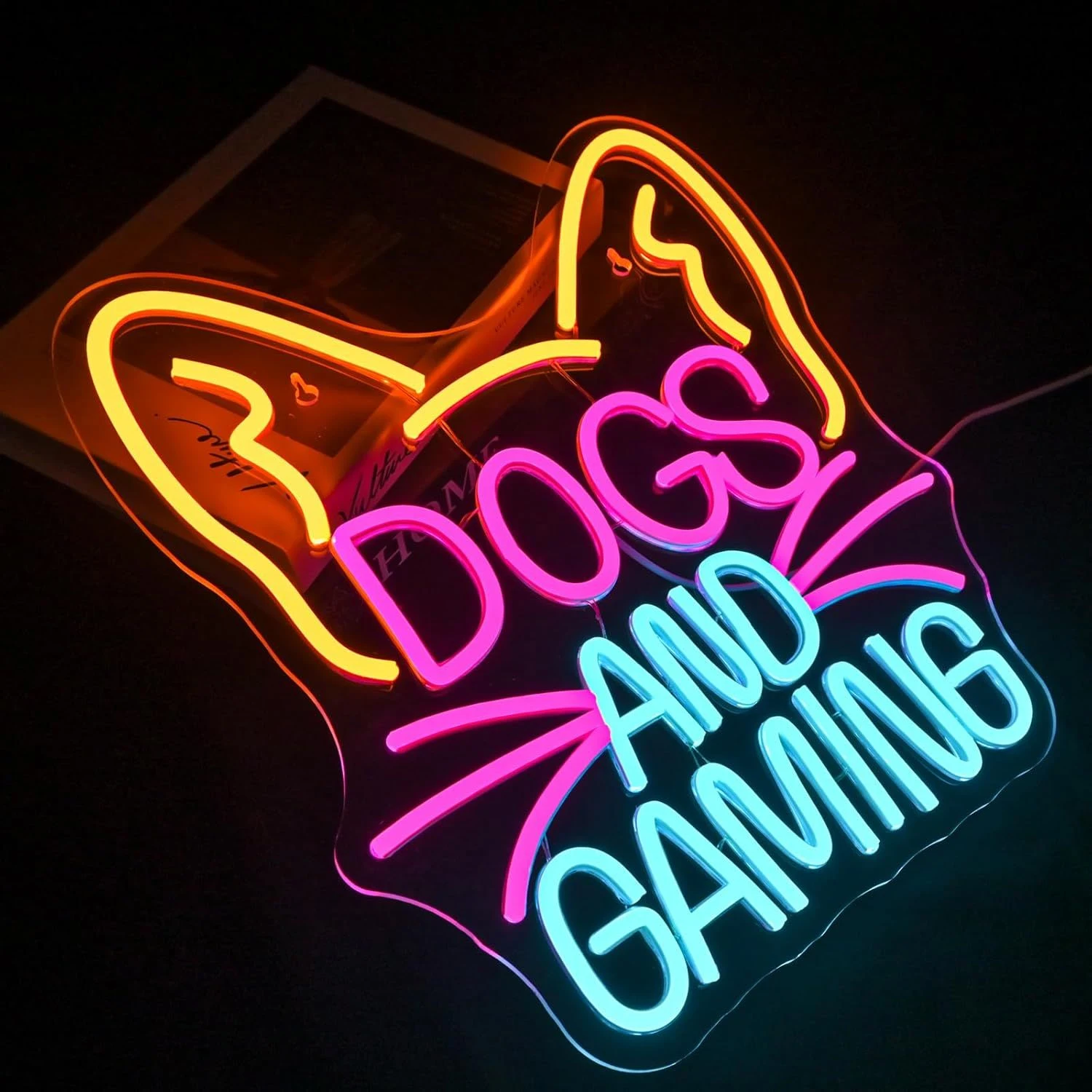 Sinal de néon para amantes de cães, arte de parede led personalizada para sala de jogos de animais de estimação e caverna de homem, alimentado por usb regulável, decoração de cachorro engraçada, presente personalizável