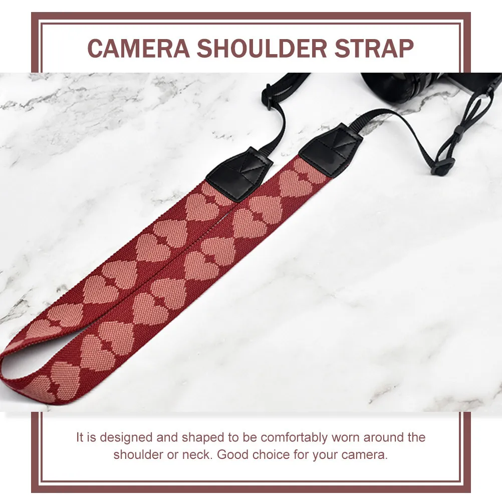 Camera Sling Belt Adjustable for Dslr Digital Camera Heavy Duty Cotton Fabric Strong Durability Fashion Heart Design