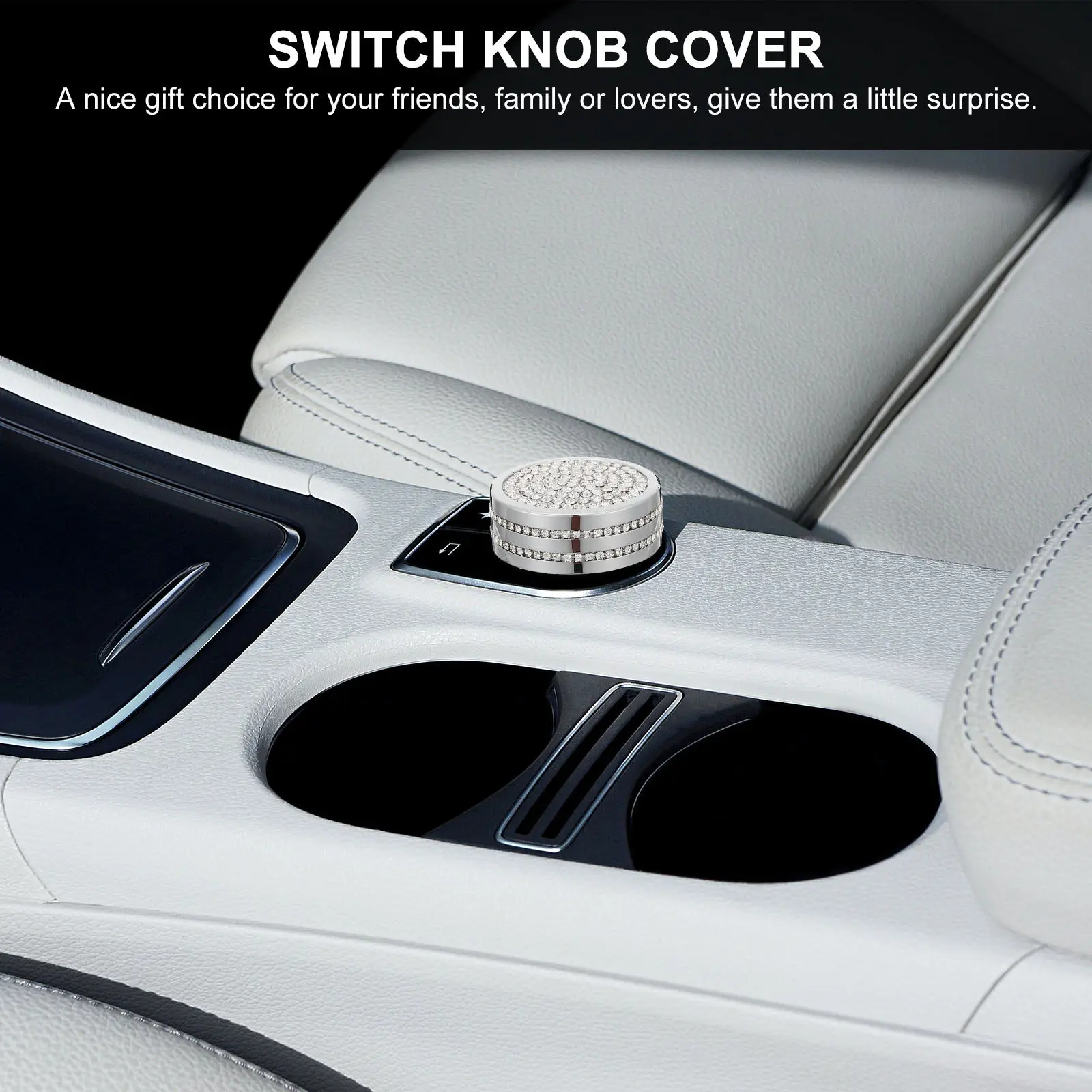 Premium Zinc Alloy Rhinestone Car Knob Cover Decal for Multimedia Switch Trim Luxury Interior Decoration Crystal Car Knob