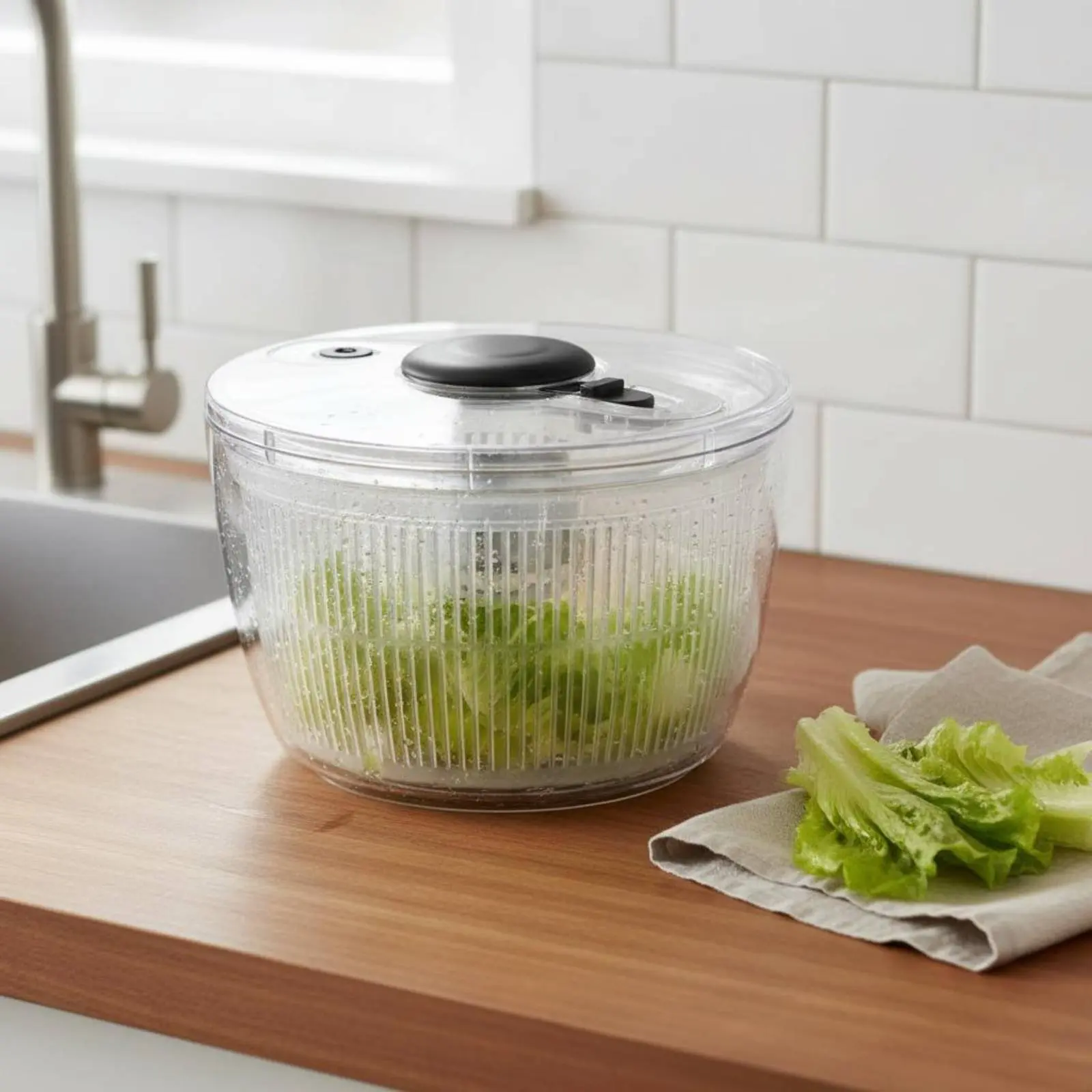 Manual Salad Drier Quick Draining Push Pump Salad Drier Food Processing Tool Easy to Clean Kitchen Gadget - view 5