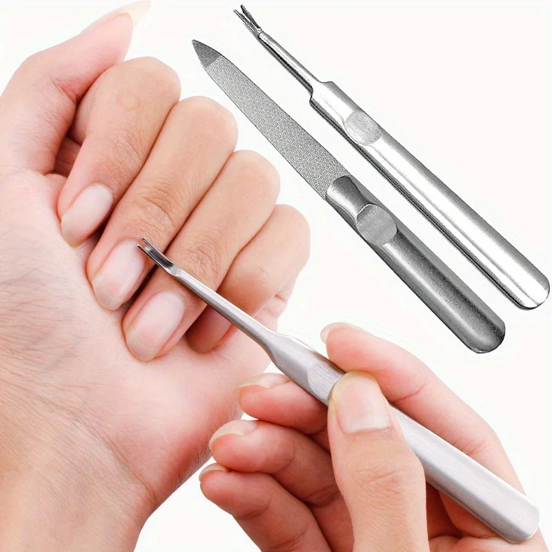 Stainless nail file with anti slip handle&double-sided heavy-duty toenail file,suitable for metal nail files with thick toenails