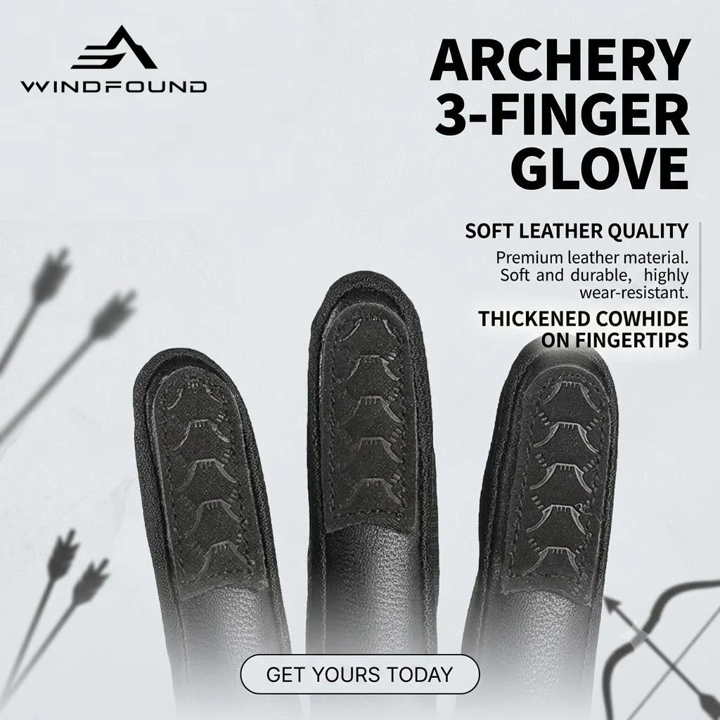 1pc Archery 3 Finger Glove Breathable Nylon Shooting Hand Guard Adjustable Protective Gear for Outdoor Hunting Bow Sports