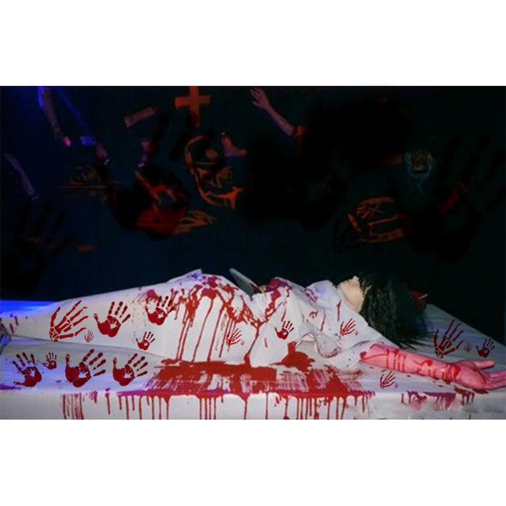 

3 Pcs Bloody H print Tablecloth Halloween Decorations Horror Party Stickers Scary AtmosphereHaunted House Table Cover