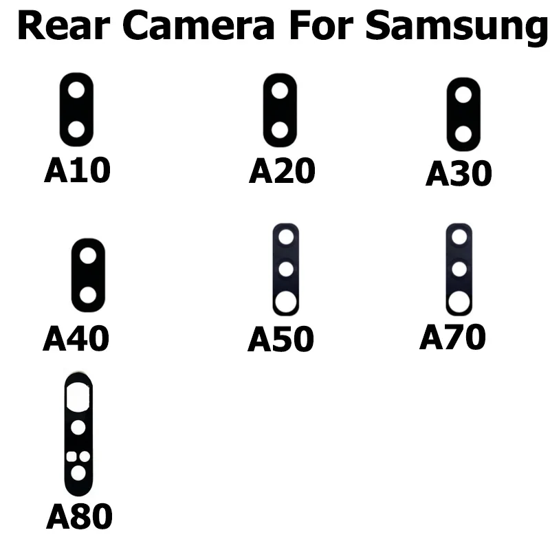 For Samsung Galaxy A80 A70 A50 A40 A30 A20 A10 Rear Back Camera Glass Lens Cover With Glue Sticker Replacement Parts