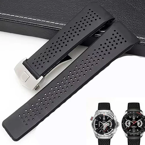 Pulsera de silicona suave para reloj TAG HEUER GRAND CARRERA AQUARACER, correas de reloj para hombre, correa de goma para reloj de 22mm y 24mm