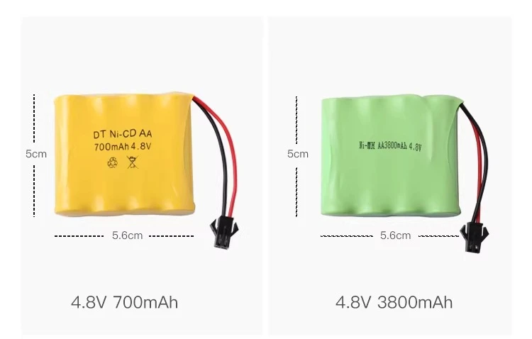 Remote control toy car large capacity 6v aa rechargeable battery pack comes with charging cable sm size tamiya jst interface