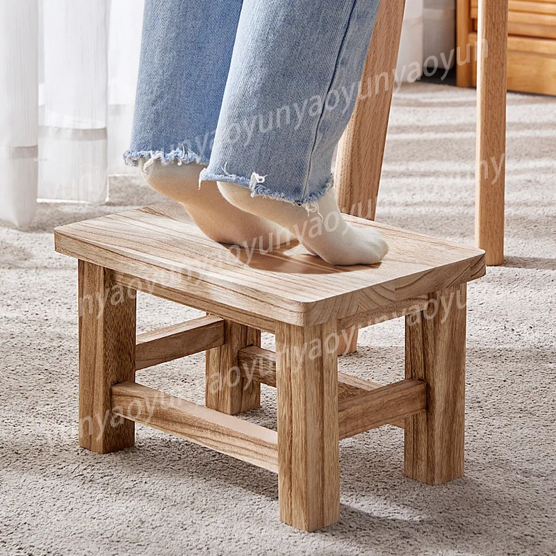 

Solid Wood Stool Adult Shoe Changing Stool for Daily Household Kitchen Bathroom Living Room Garden Wooden Step Stool Supplies