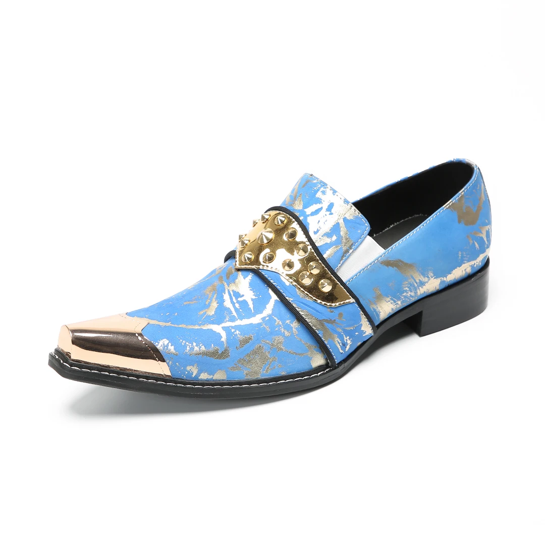 New Fashion Print Metallic Pointed-Toe Men's Dress Shoes Formal Low-Cut Spring/Summer/Fall/Winter Party Shoes Loafers
