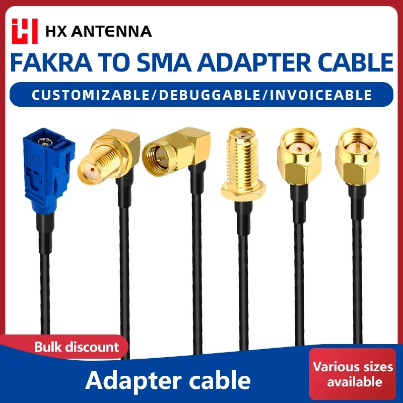 FAKRA Male & Female to SMA Female & Male Adapter Cable Blue Connector RG174 GPS Antenna Extension Cable