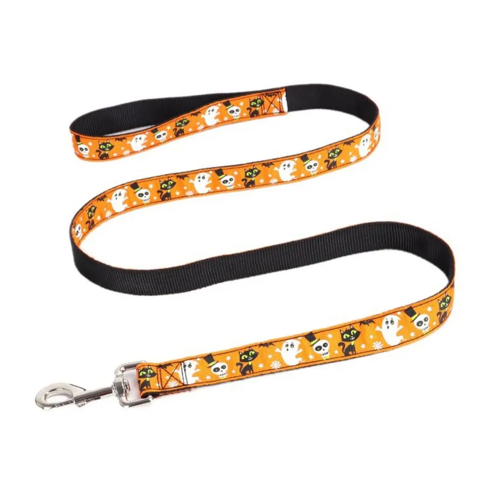 

Decorative Halloween Dog Collar Quick Release Nylon Pet Pumpkin Skull Collar Adjustable Dog Traction Rope Halloween