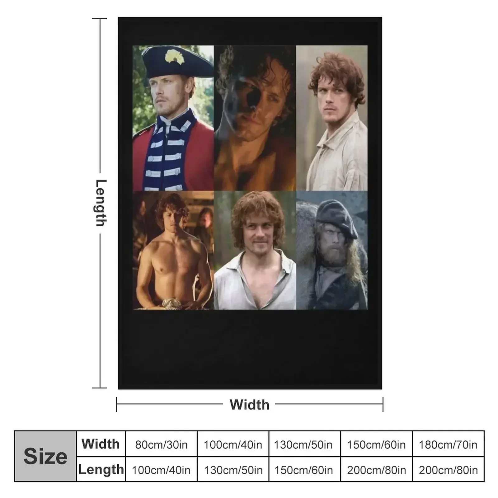 People Call Me Jamie Fraser Collage Sam Heughan Retro Wave Throw Blanket couch cozy soft plush fuzzy picnic outdoor blanket