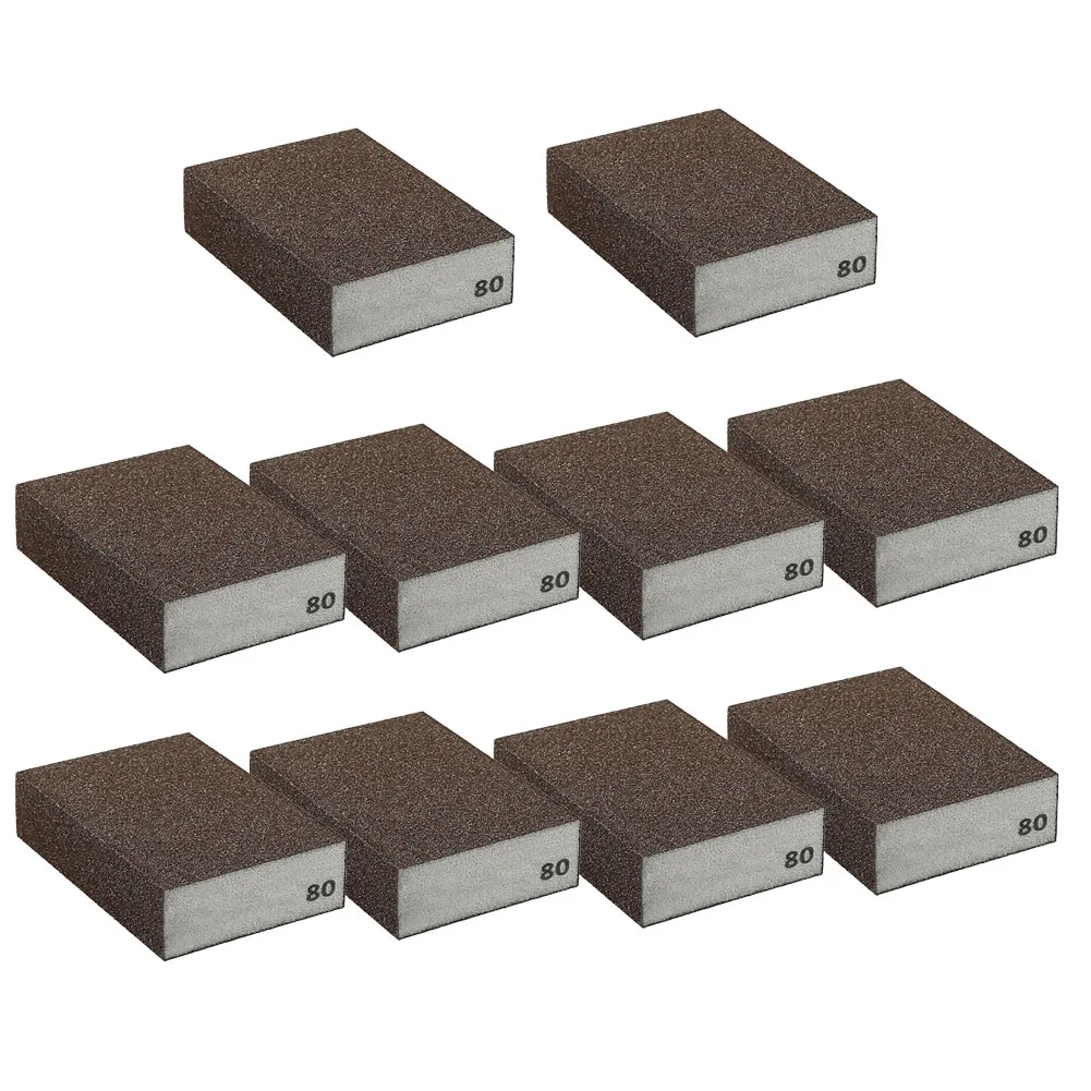 10pc Sponge Sanding Block Wet&Dry Polishing Sandpaper Abrasive Foam Pad 60/80/100/120/180/240/320 Grit Woodworking Grinding Tool