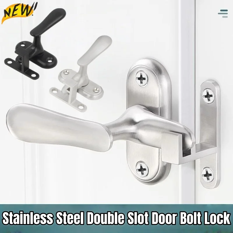 

Замок с двойной защелкой из нержавеющей стали, 90 шт. ° /180 ° Дверные болты, пряжки для дверных ручек, противоугонные замки для безопасности детей, домашнее оборудование