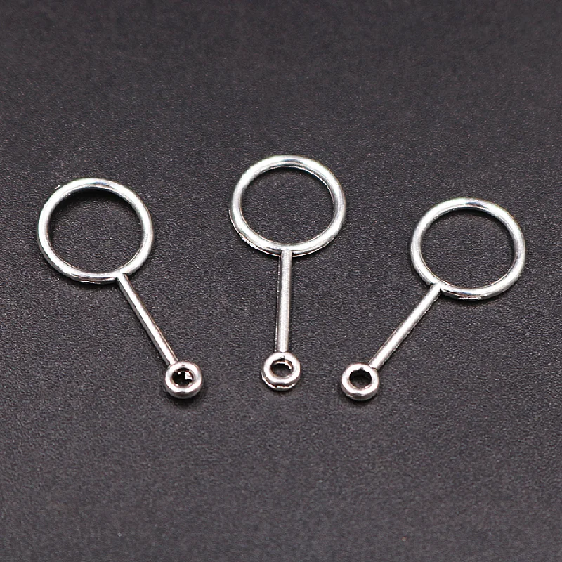 40pcs Silver Plated Hollow Magnifying Glass Alloy Connectors DIY Charm Earrings Bracelet Jewelry Crafts Making 12*27mm P2335