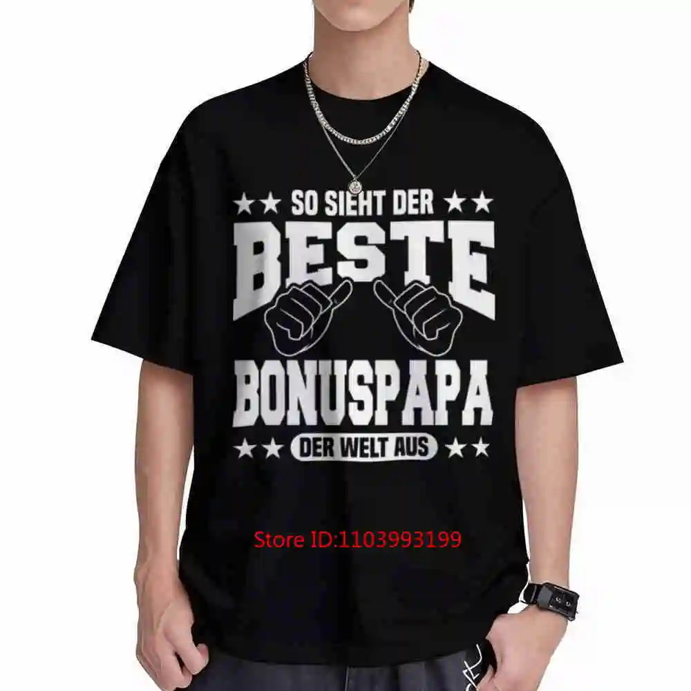 Funny Stepdad Best Bonus Dad German Quote Short Sleeve Tee 100% Cotton T-Shirt