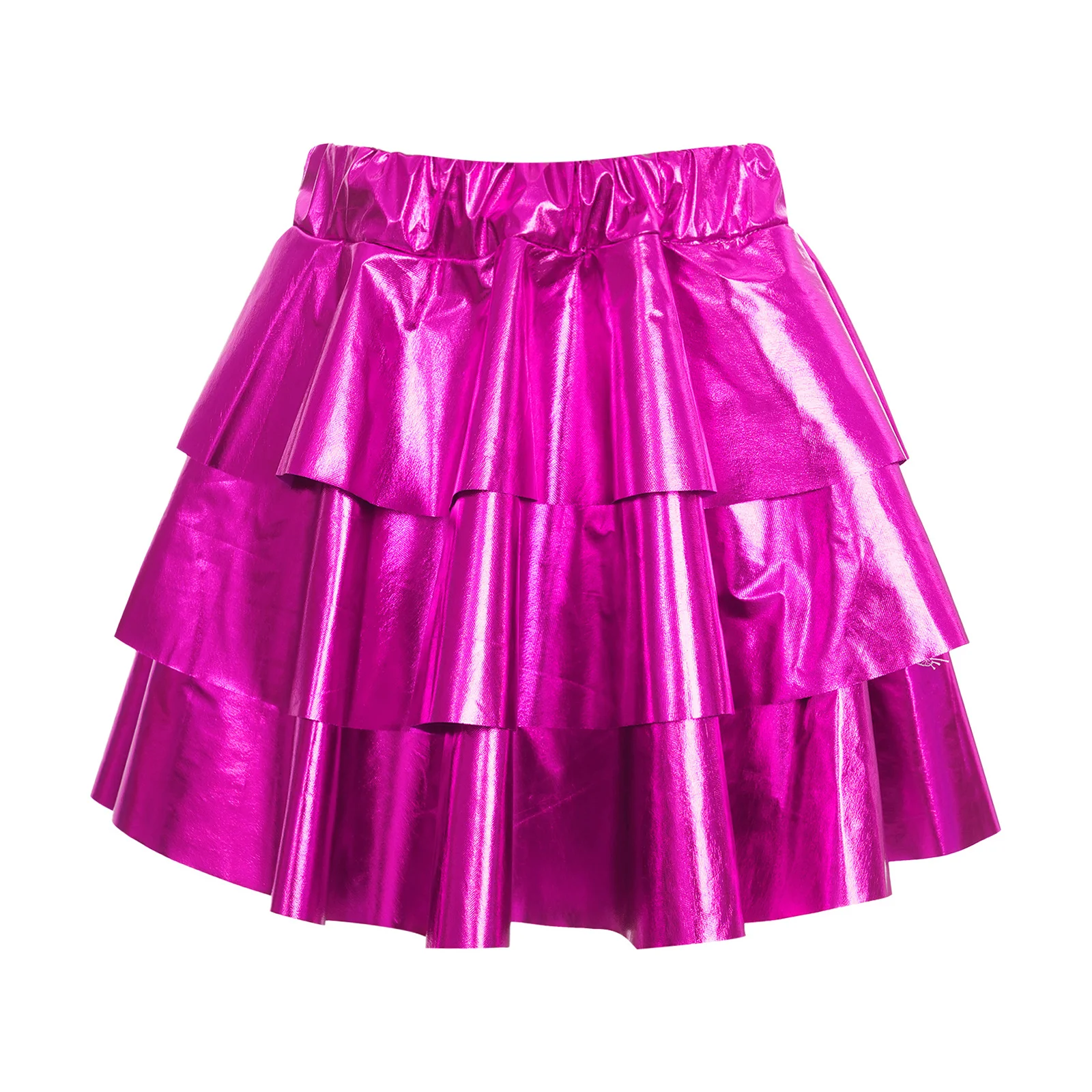 Jupe à volants en couches métalliques brillantes pour filles, vêtements de danse hip hop jazz, costume de performance sur scène, jupe de fête de carnaval, mode pour enfants