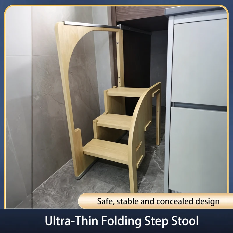 

Ultra Thin Folding Step Stool For Home Kitchen Cabinet Wardrobe Narrow Storage Durable Eco Friendly Easy Fold Universal Use