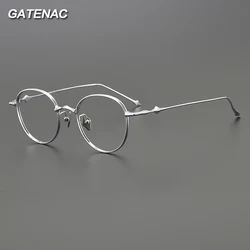 Ultra Light Pure Titanium Eyeglasses Frame Men 2024 New Round Glasses Frame Women Vintage Luxury Brand Designer Eyewear