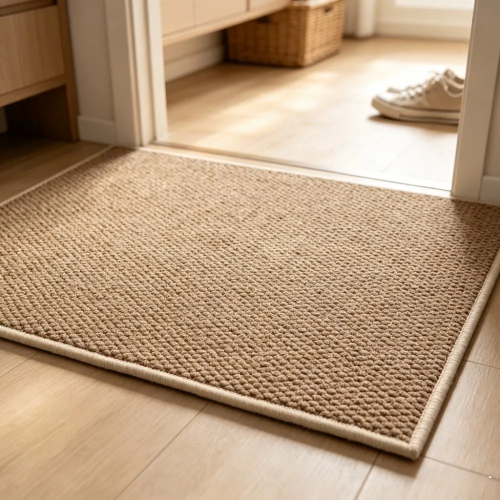 Cuttable Sisal Style Entryway Mat Washable Dirt Resistant Door Rug Non Slip Floor Carpet Indoor Home Entrance Decor
