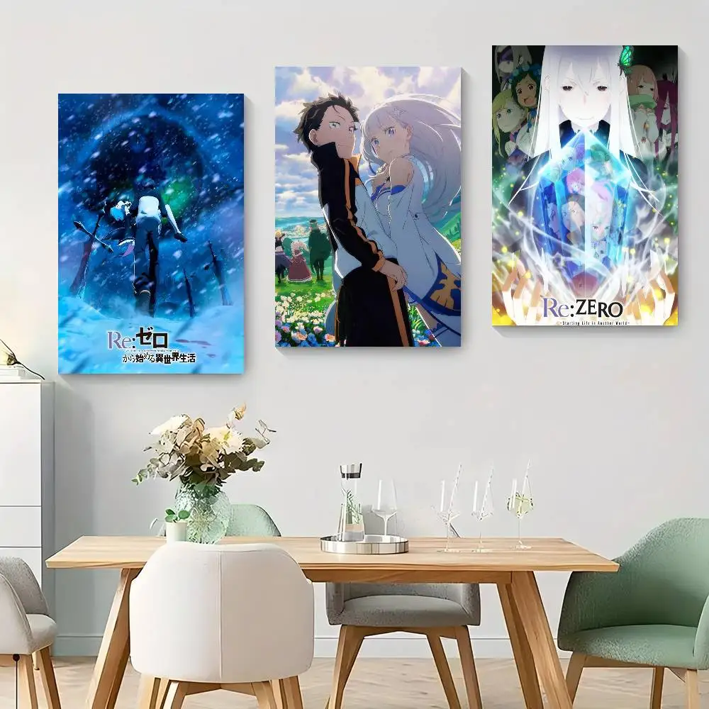 Hot game R-Re Zero Anime   Anime Posters Sticky Decoracion Painting Wall Art White Kraft Paper Wall Decor