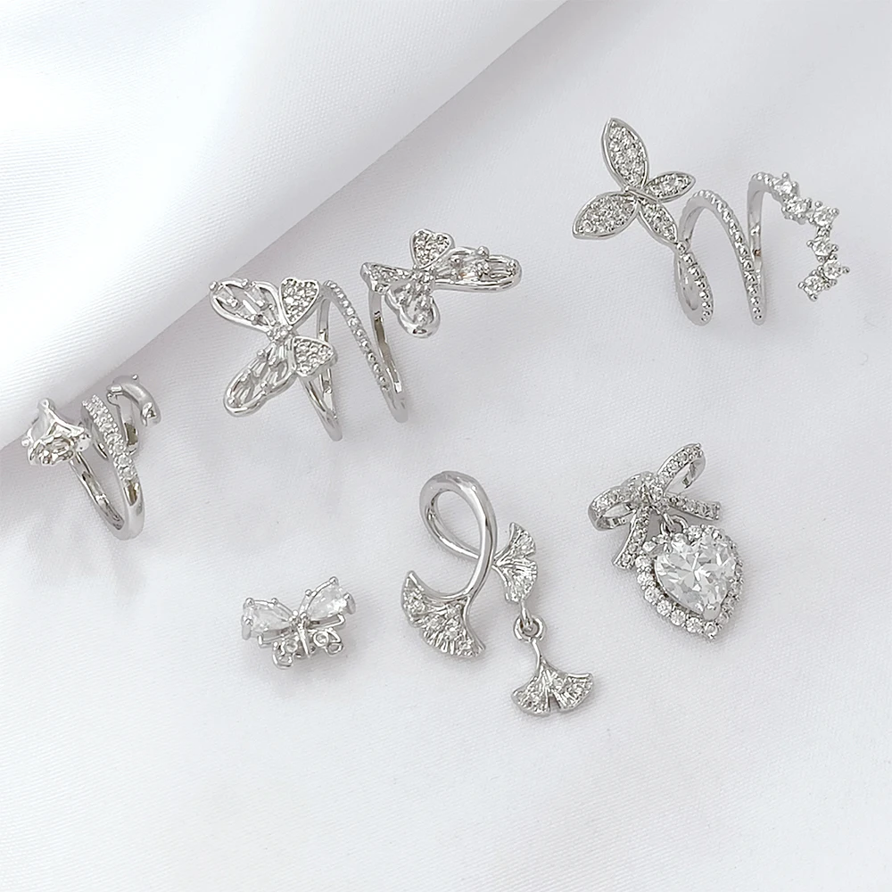 Copper plated palladium white K Zircon inlay Butterfly Ginkgo Leaf Barrier Bead DIY jewelry making Necklace bracelet Accessories
