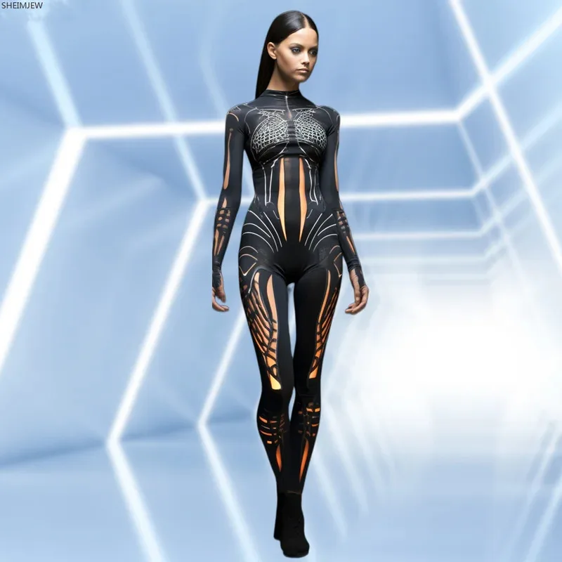 WU01 Новая высококачественная одежда из лайкры, костюм зентай для косплея на Хэллоуин, 3D комбинезон с длинными рукавами, женское облегающее боди Rave Jk5 *!