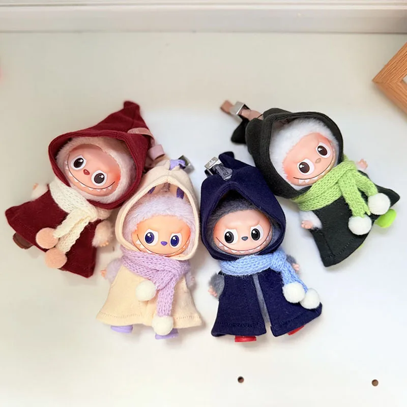 Uroczy zestaw elfa dla lalki Labubu o wysokości 10 cm, ubranka dla lalek z kodem serca, mini świąteczny płaszcz, szalik, ubrania na przyjęcie noworoczne, prezent.