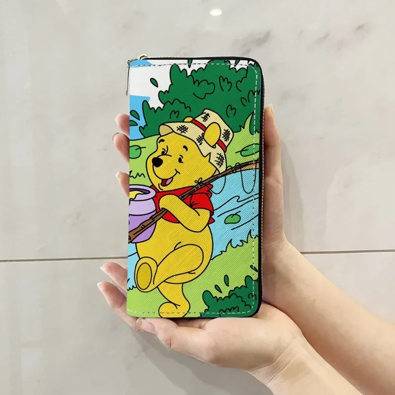 Disney Winnie Pooh Tiger Piglet Zipper Wallet Ladies Cute Long Wallet Tote Bag Coin Card Holder PU Leather Wallet Friends Gift