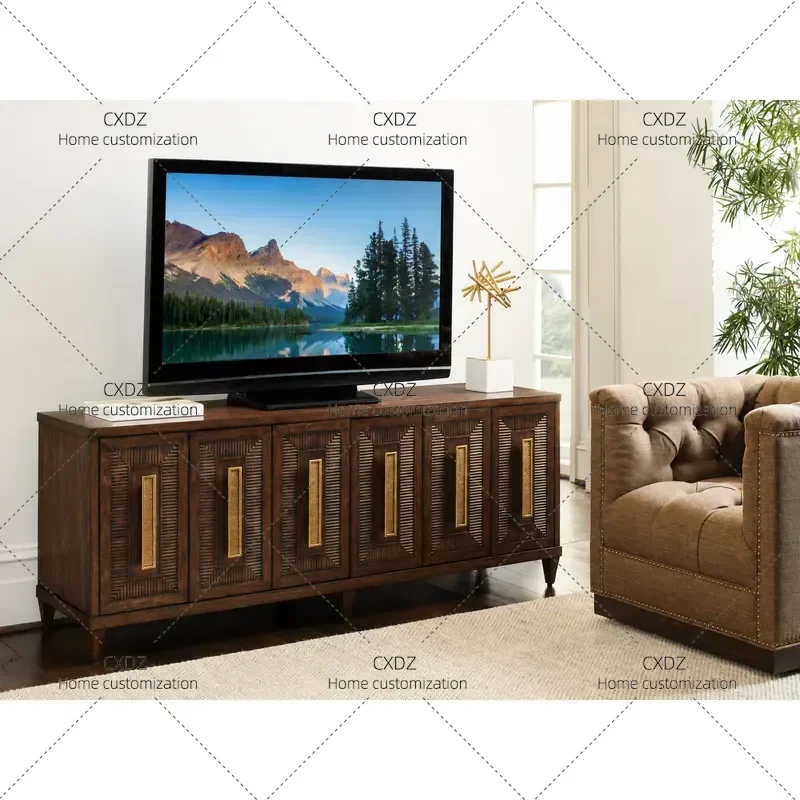 Modern Minimalist Solid Wood TV Cabinet Classical Simple Living Room Audio Visual Storage Unit Customizable Furniture