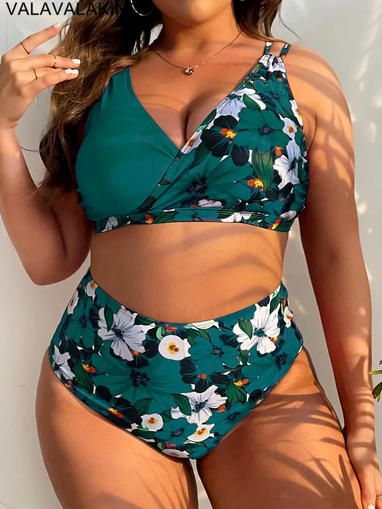 2025 Patchwork 2 Piece Plus Size Bikini Set Women Large Big Swimsuit High Waist Lady Swimwear Beach Chubby Curvy Bathing Suit