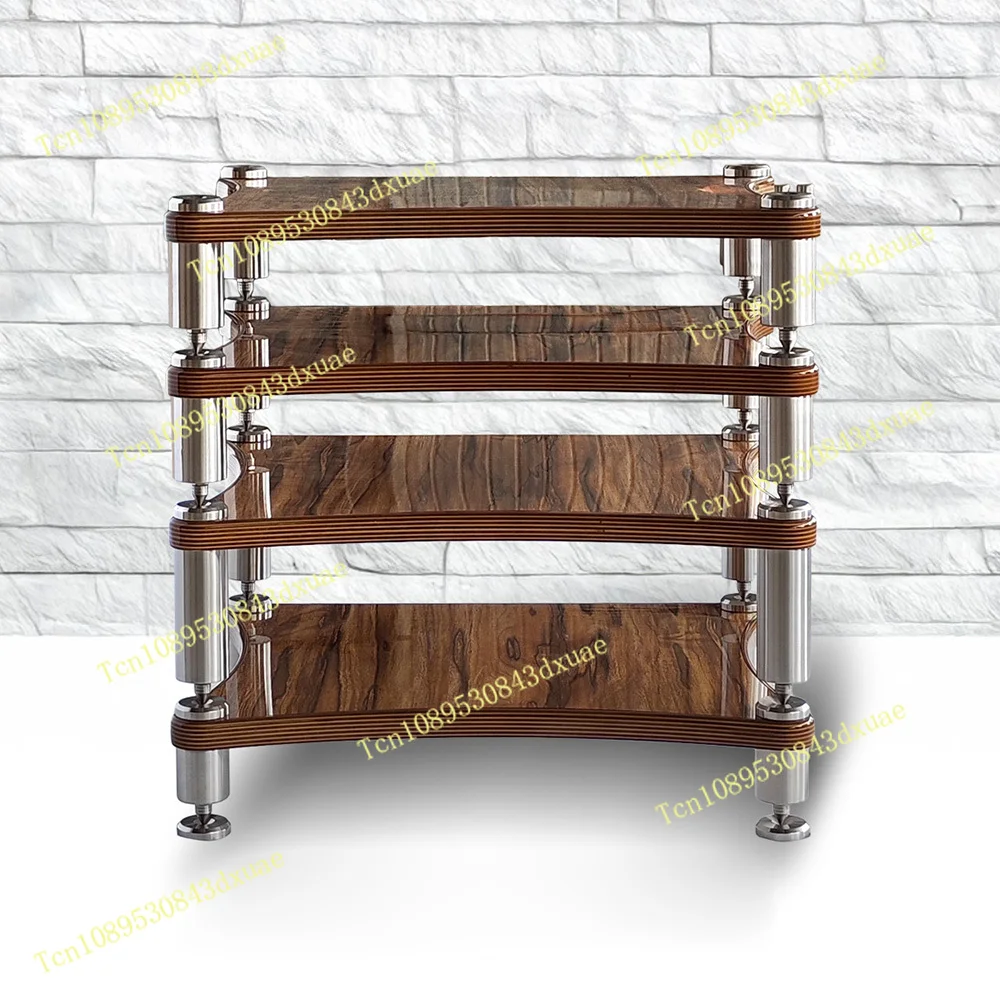 HIFI Audio Speaker Amplifier Cabinet DAC Frame Rack Stainless Steel Column Wood​​ Equipment Shock Absorber Tripod Shelf Foot