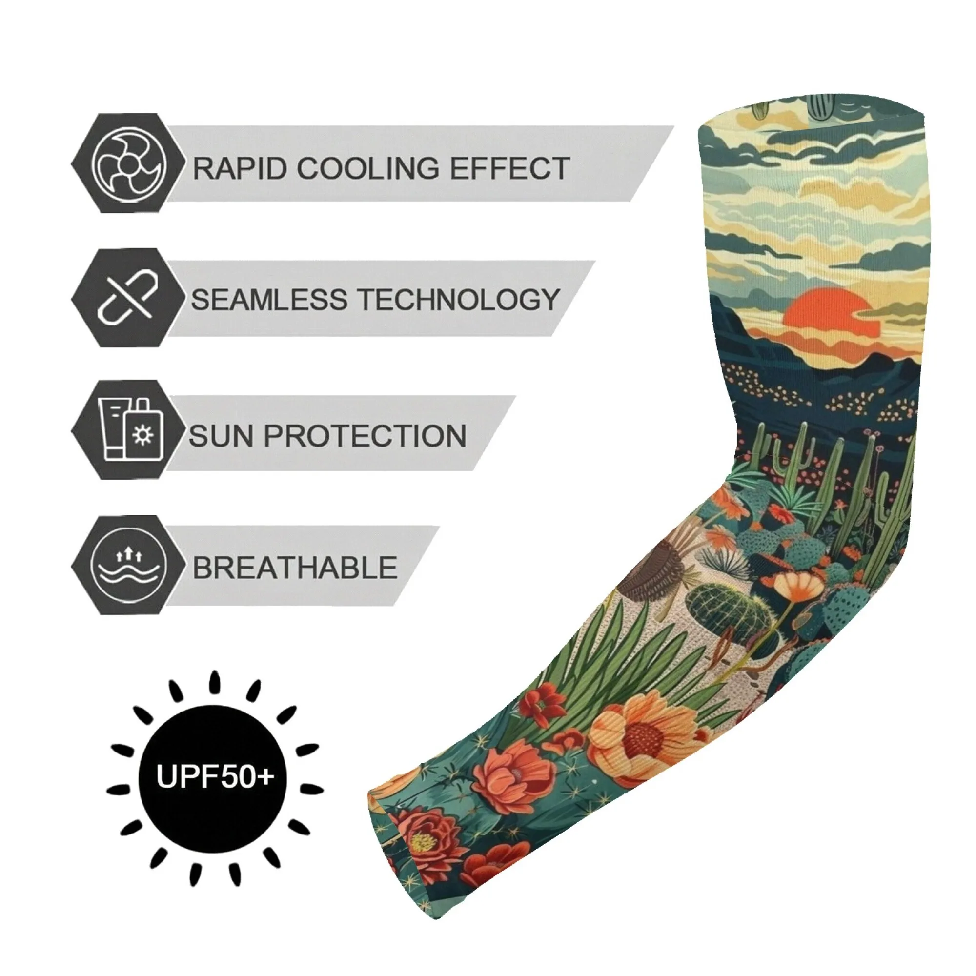 

Japanese-style Cactus Print Sleeves Breathable Soft and Lightweight Sleeves for Outdoor Cycling Gardening Protective Sleeves
