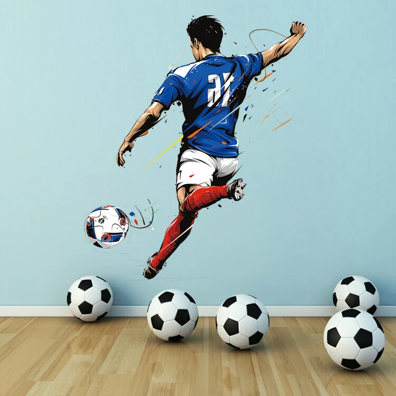 Football Wall Sticker Removable Vinyl Wall Soccer Decal Boys Room Kids Bedroom Living Room Decoration