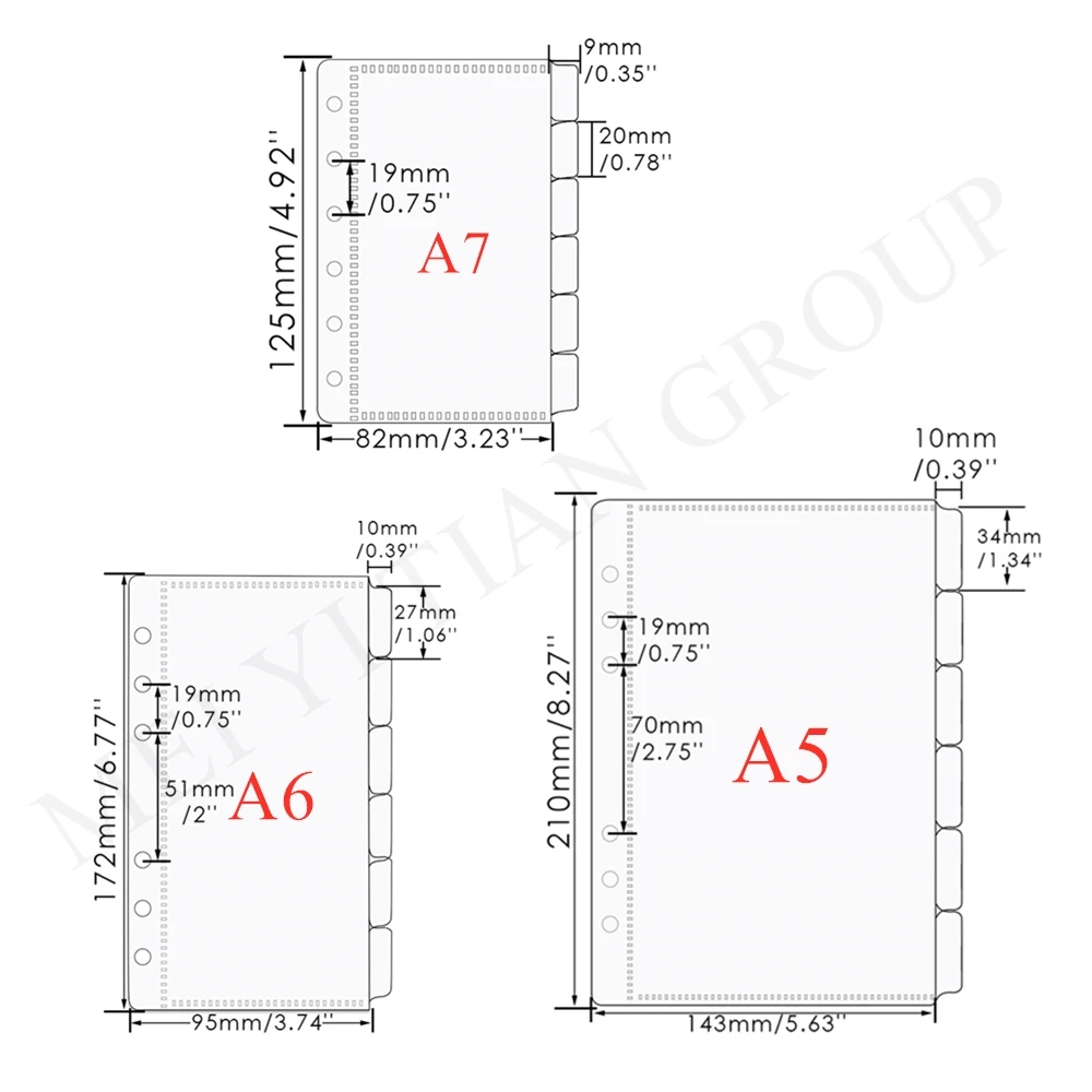 2 Set A5/A6/A7 buste per contanti divisori per indice raccoglitore sistema di buste per Budget portafoglio trasparente PP Set di tasche per Budget