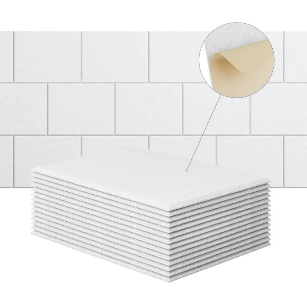 12 Sheets 30*20cm 9mm Thick Sound Absorbing Tiles Polyester Felt Noise Reduction for Music Studio Piano Room DIY Installation