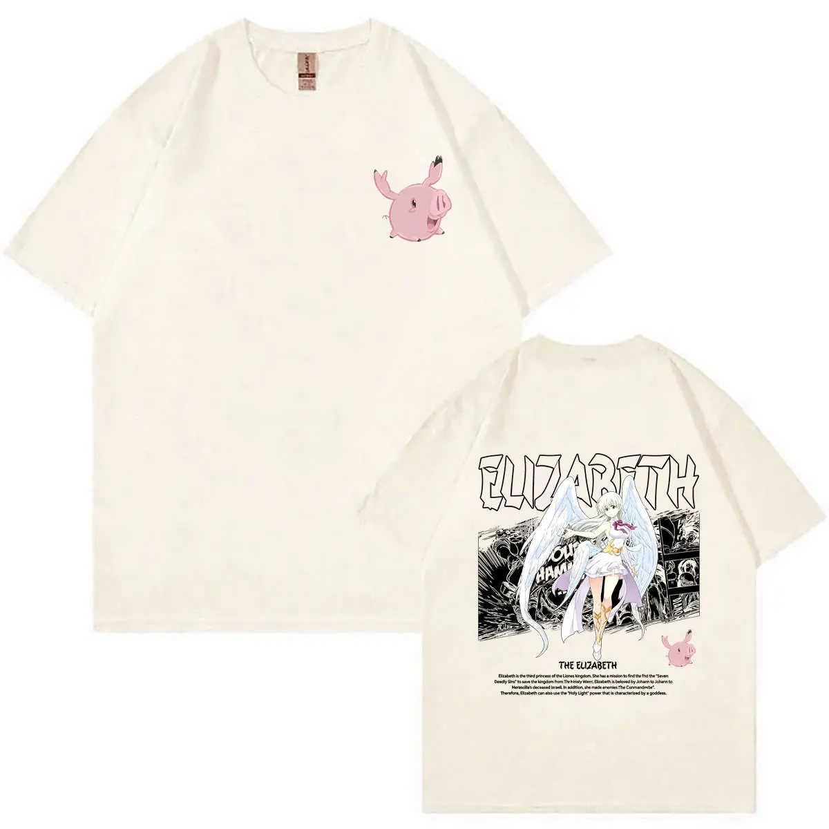Anime The Seven Deadly Sins Elizabeth Liones Hawk Print T-shirt Men Women Manga Oversized T Shirts Male Soft Cotton Streetwear